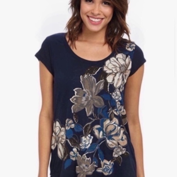 Lucky Brand Navy Floral Blouse - Picture 3 of 6